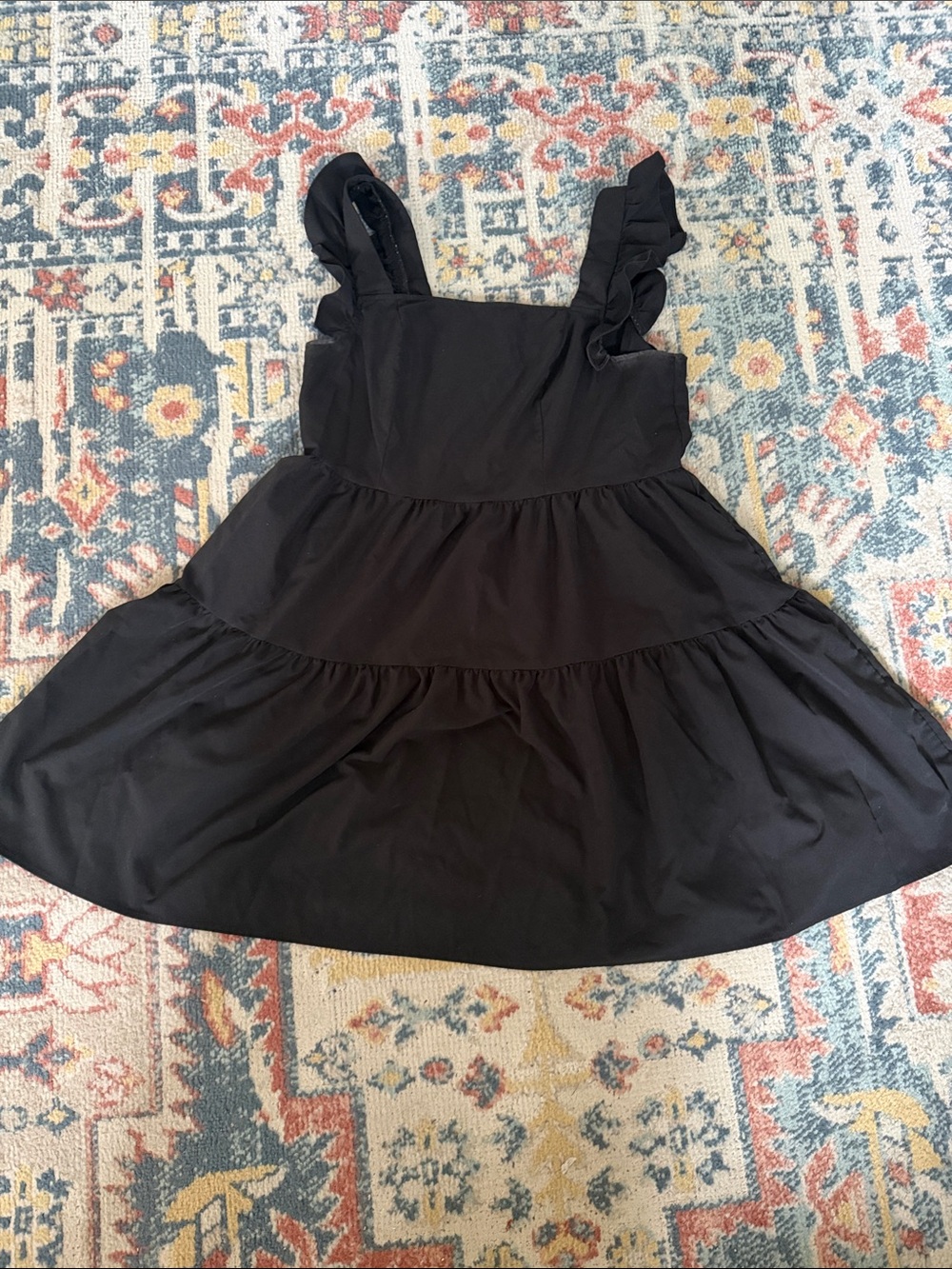SHEIN Black Ruffle Strap Tiered Sundress for Girls